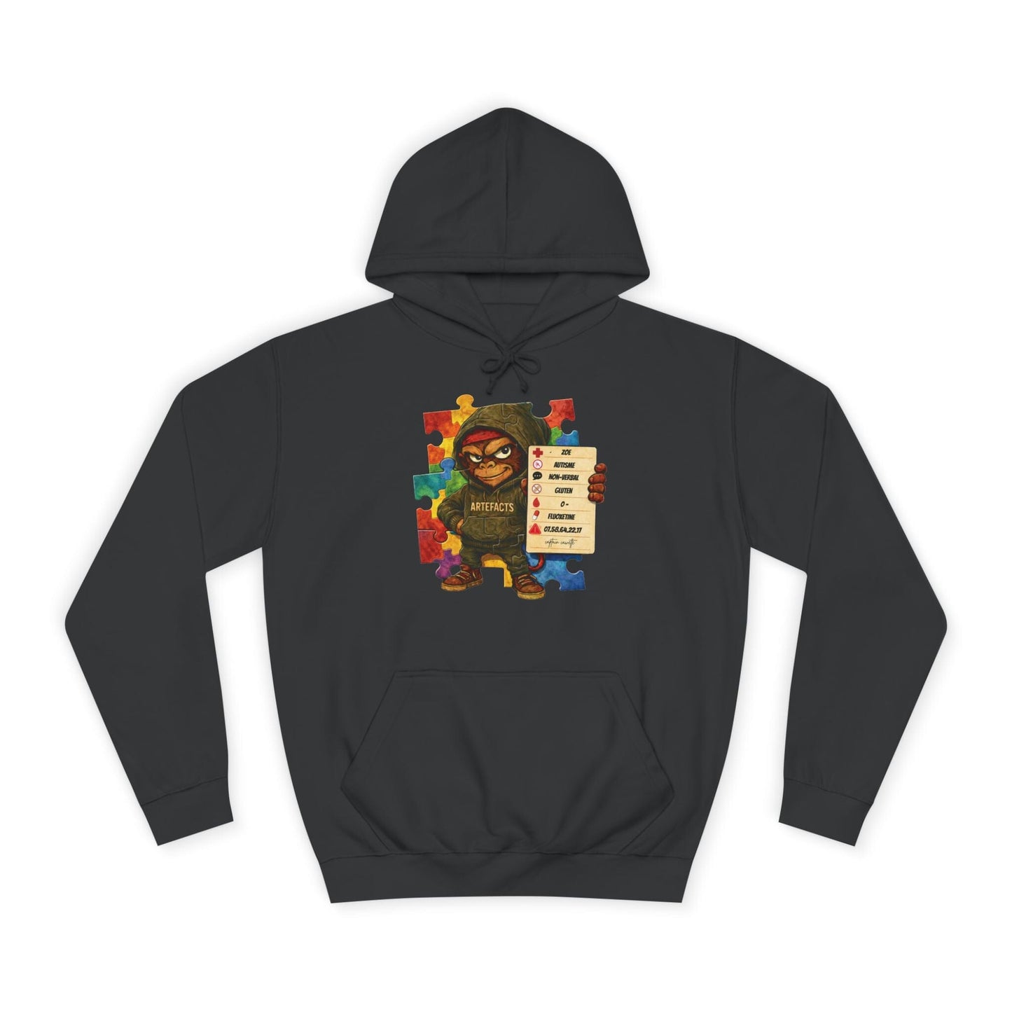 Hoodie Artefacts Personnalisé - Sweat Identification Médicale - Captain Cawette Hoodie Printify Noir clair S