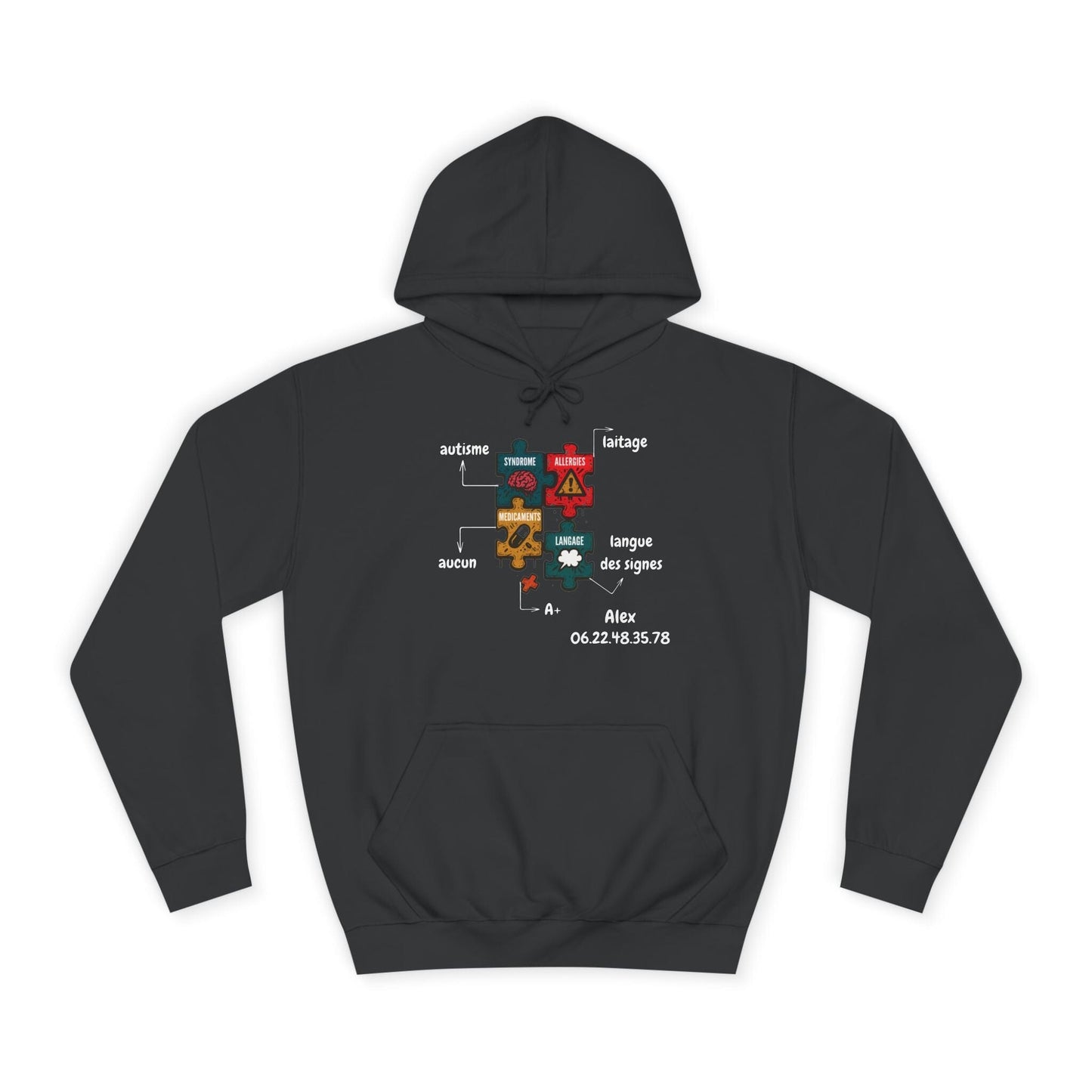 Hoodie Artefacts Personnalisé - Sweat Identification Médicale Hoodie Printify Noir clair S