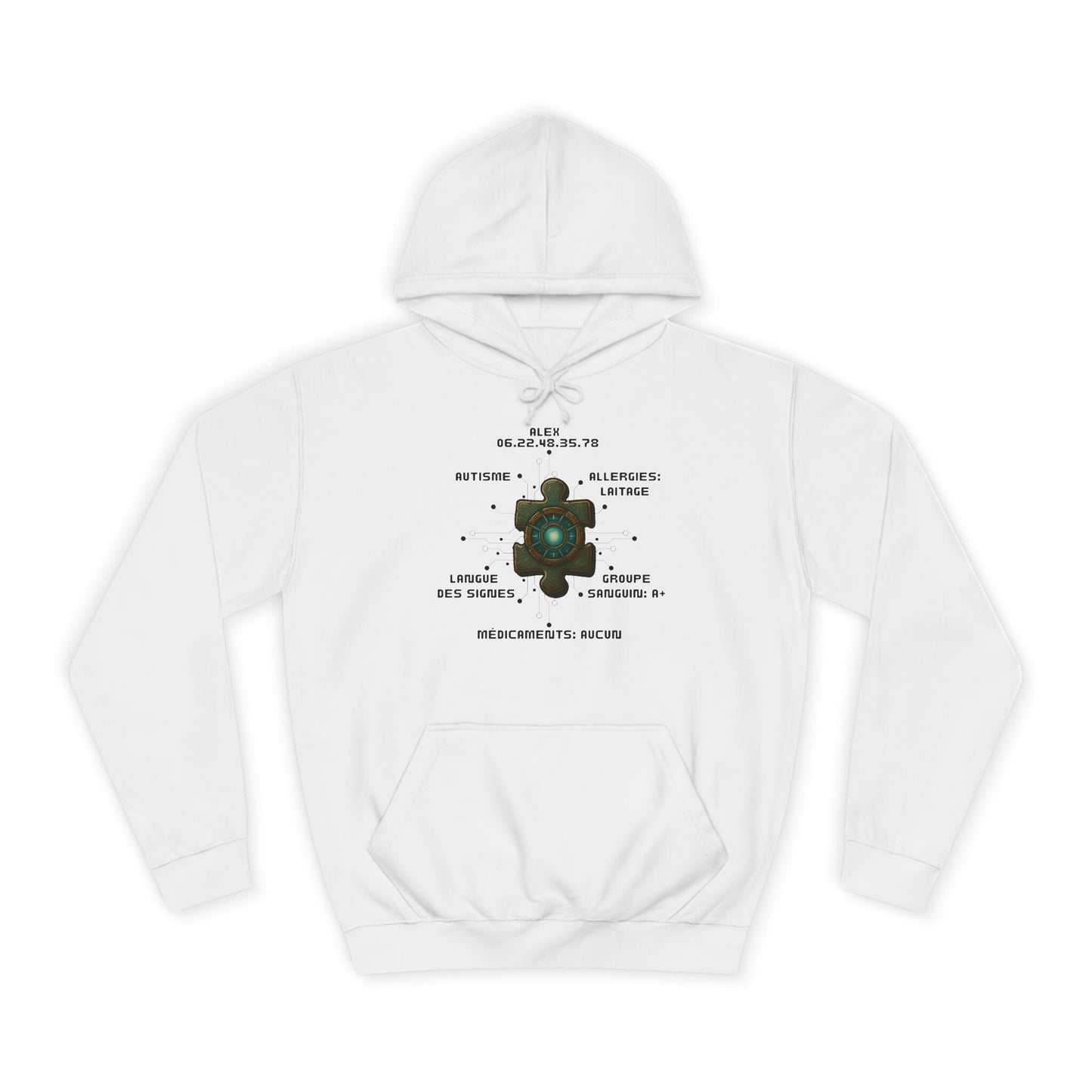 Hoodie Artefacts Personnalisé - Sweat Identification Médicale - Iron Cawette Hoodie Printify Blanc artique S