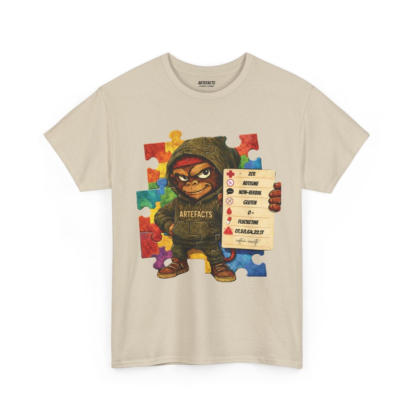 T-shirt Artefacts Personnalisé - T-shirt Identification Médicale Captain Cawette T-Shirt Printify Beige S