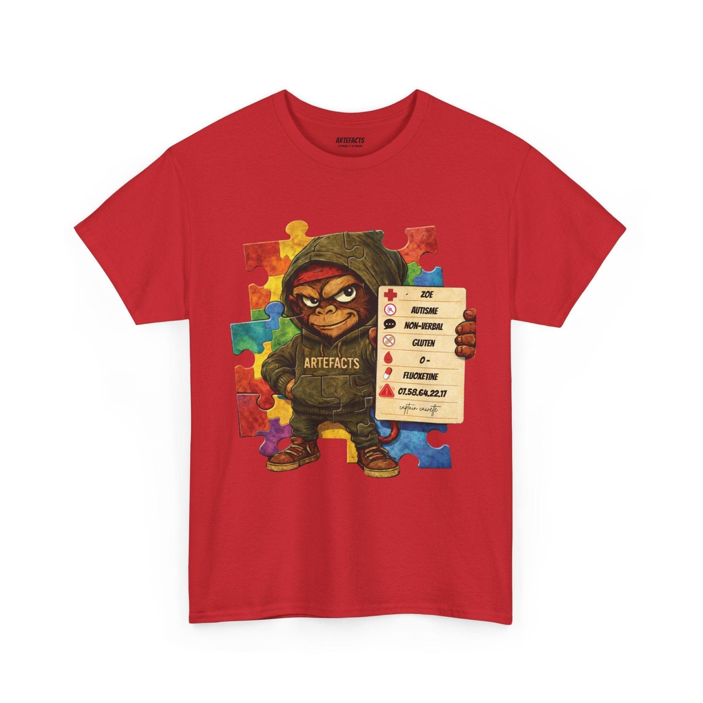 T-shirt Artefacts Personnalisé - T-shirt Identification Médicale Captain Cawette T-Shirt Printify Rouge S