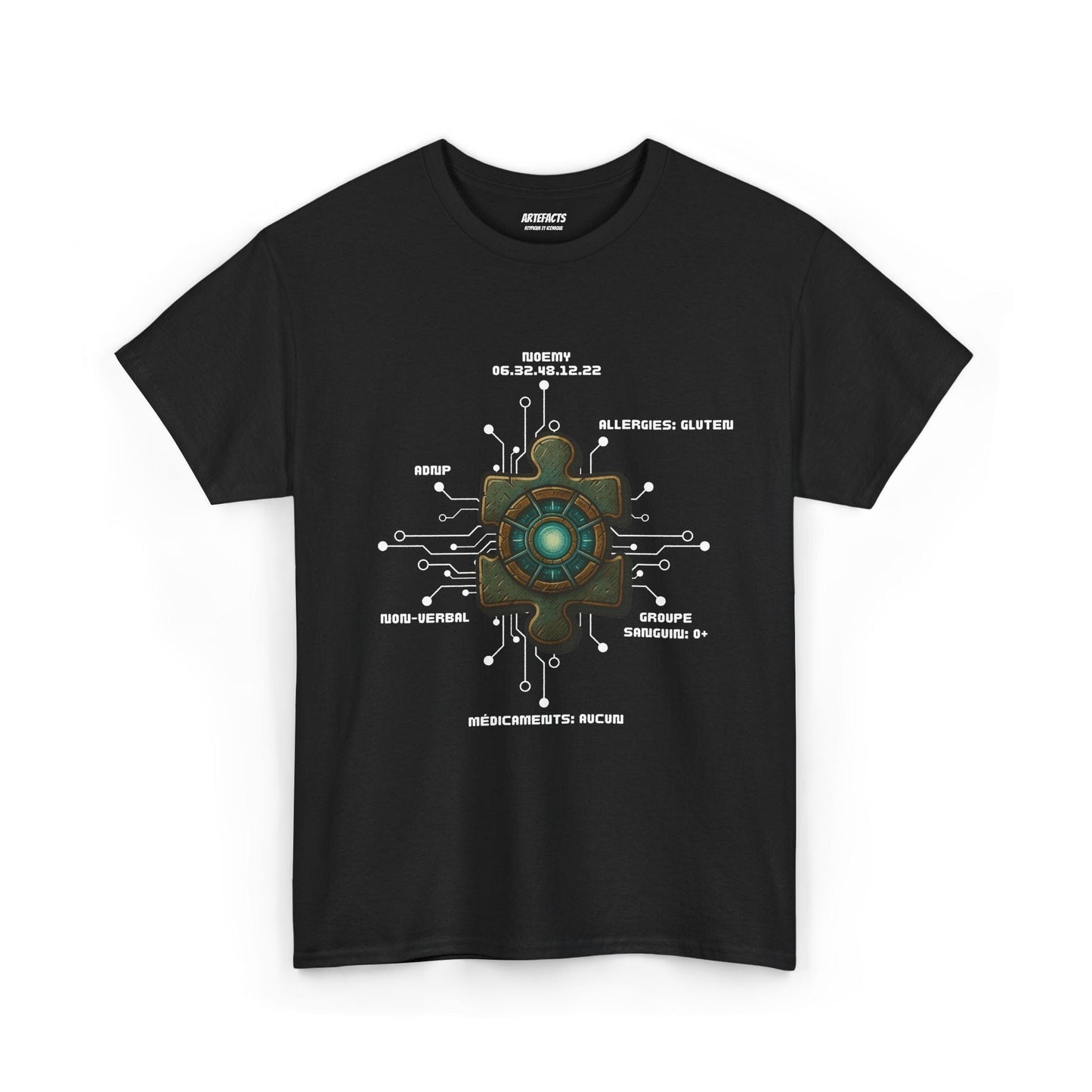 T-shirt Artefacts Personnalisé - T-shirt Identification Médicale Iron Cawette T-Shirt Printify Noir S