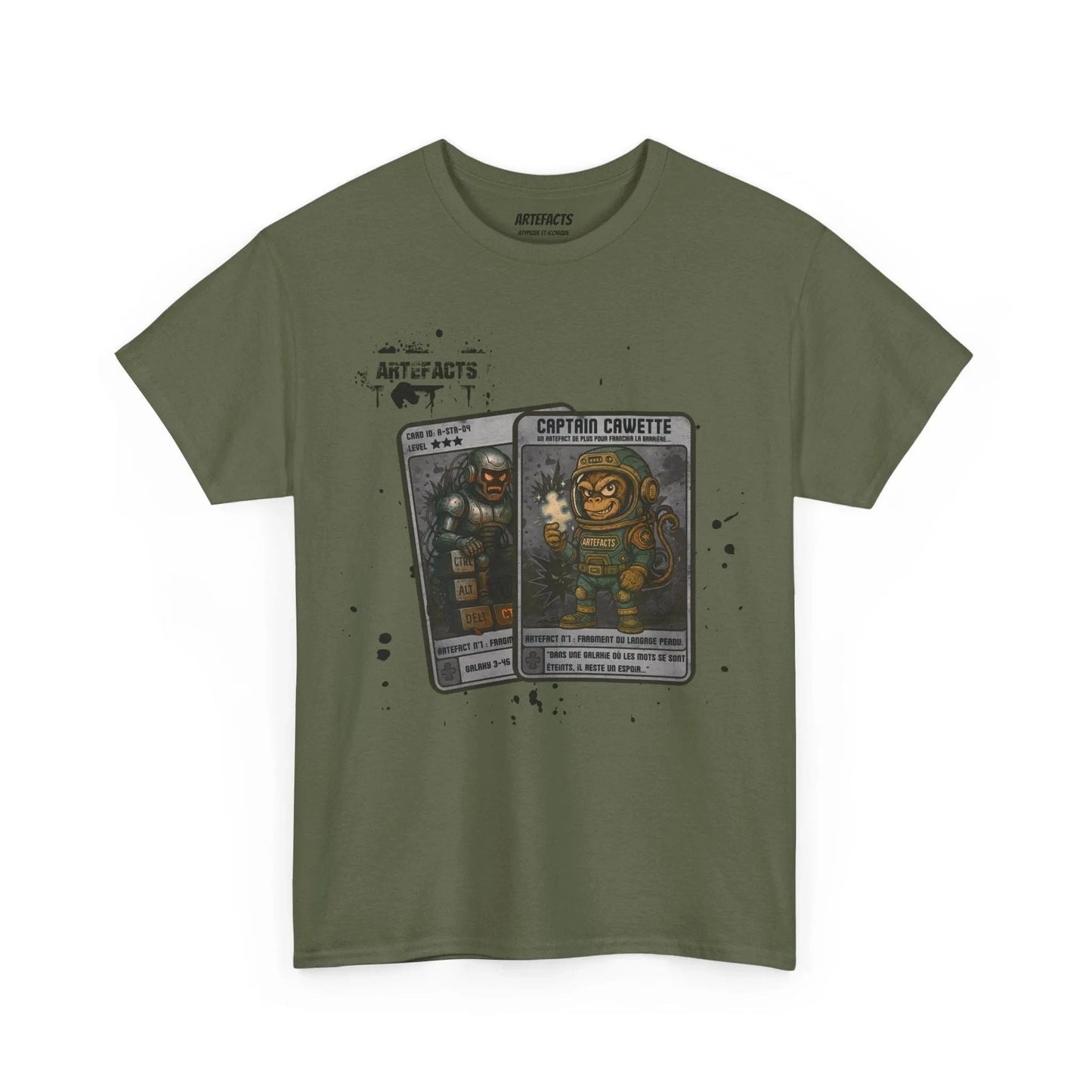 T-shirt Captain Cawette – Fragment du Langage Perdu (édition spatiale) T-Shirt Printify Vert kaki S