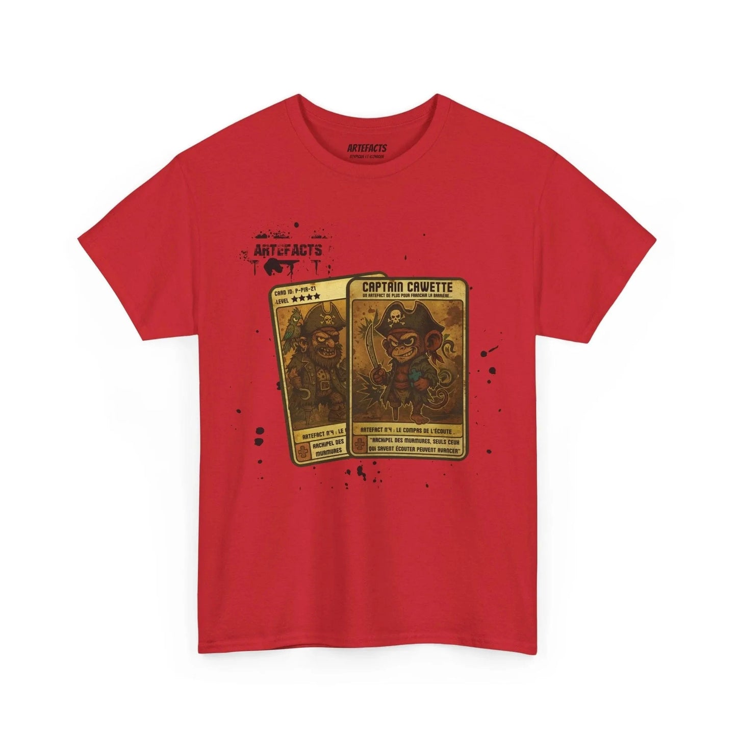 T-shirt Captain Cawette – Le Compas de l'Ecoute (édition pirates) T-Shirt Printify Rouge S