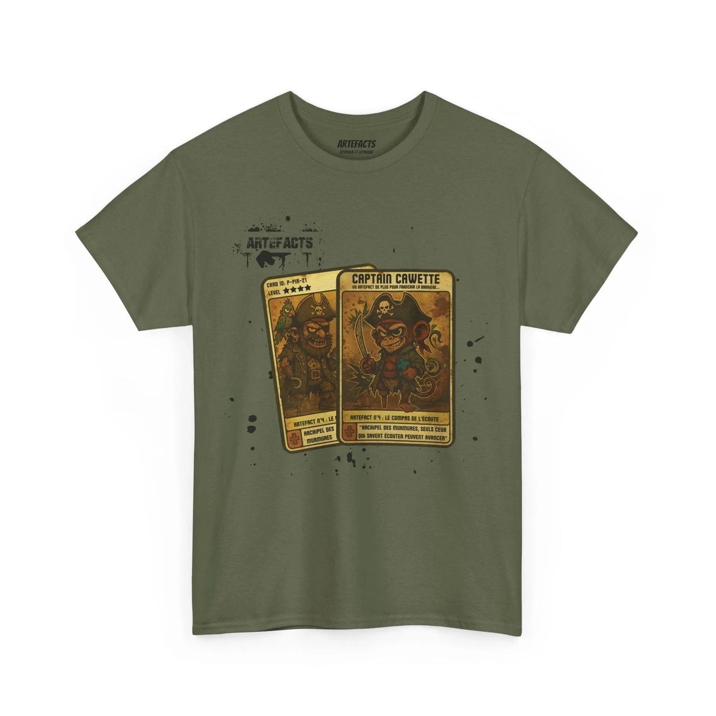 T-shirt Captain Cawette – Le Compas de l'Ecoute (édition pirates) T-Shirt Printify Vert kaki S