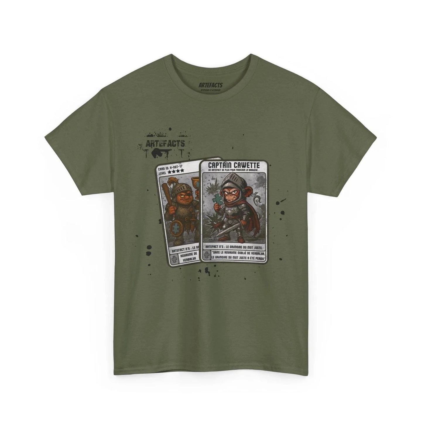 T-shirt Captain Cawette – Le Grimoire du Mot Juste (édition chevalier) T-Shirt Printify Vert kaki S