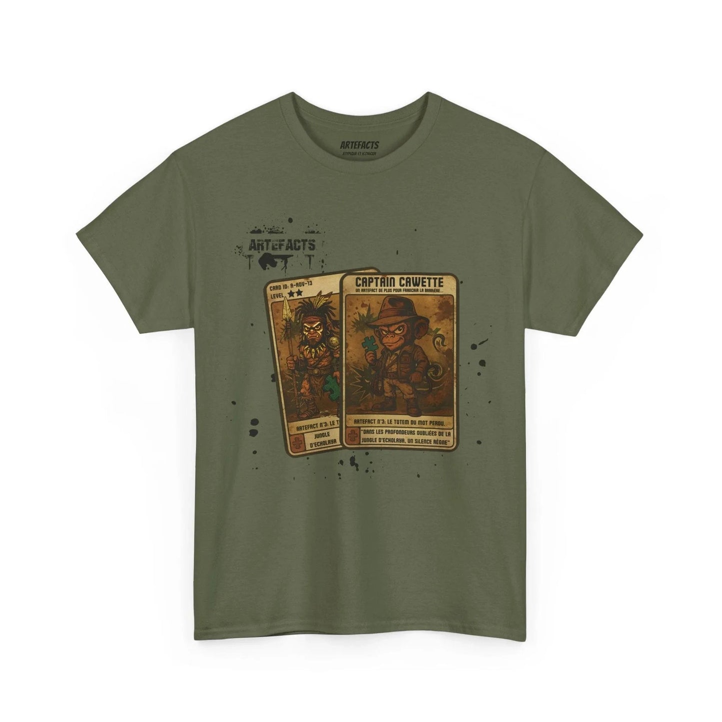 T-shirt Captain Cawette – Totem du Mot Perdu ( édition jungle ) T-Shirt Printify Vert kaki S