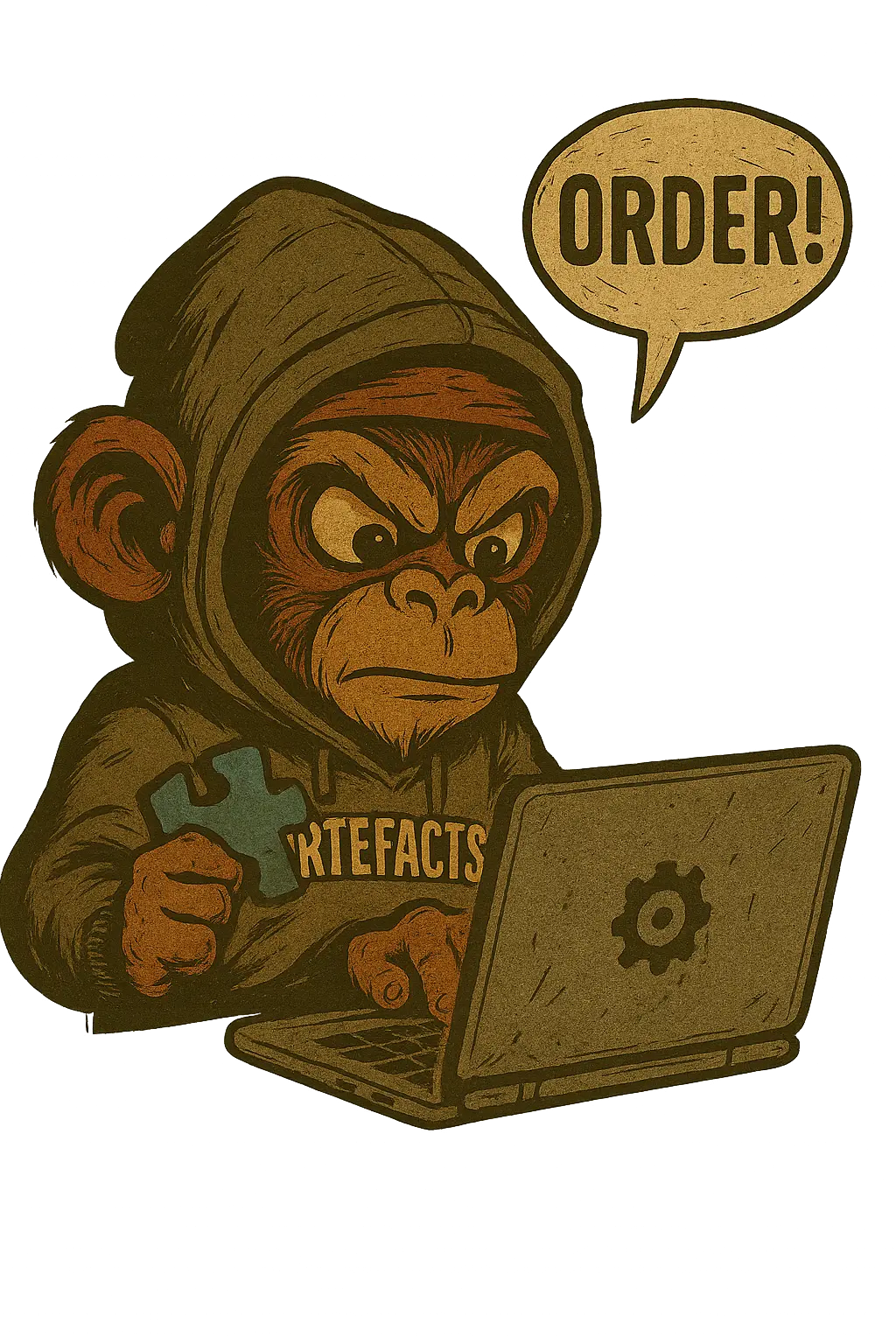 Illustration de Captain Cawette, le petit singe en hoodie 