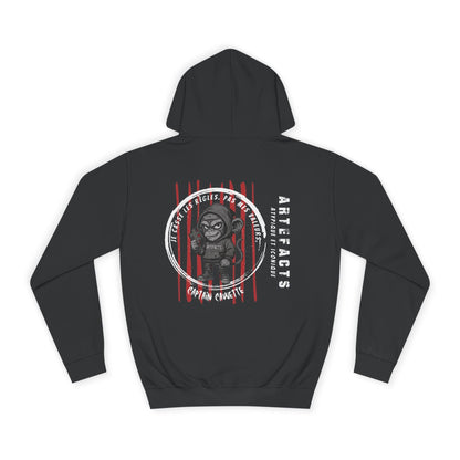 College Hoodie — 'Artifacts' Graphic Hoodie with Samurai Doll Illustration Hoodie Printify 