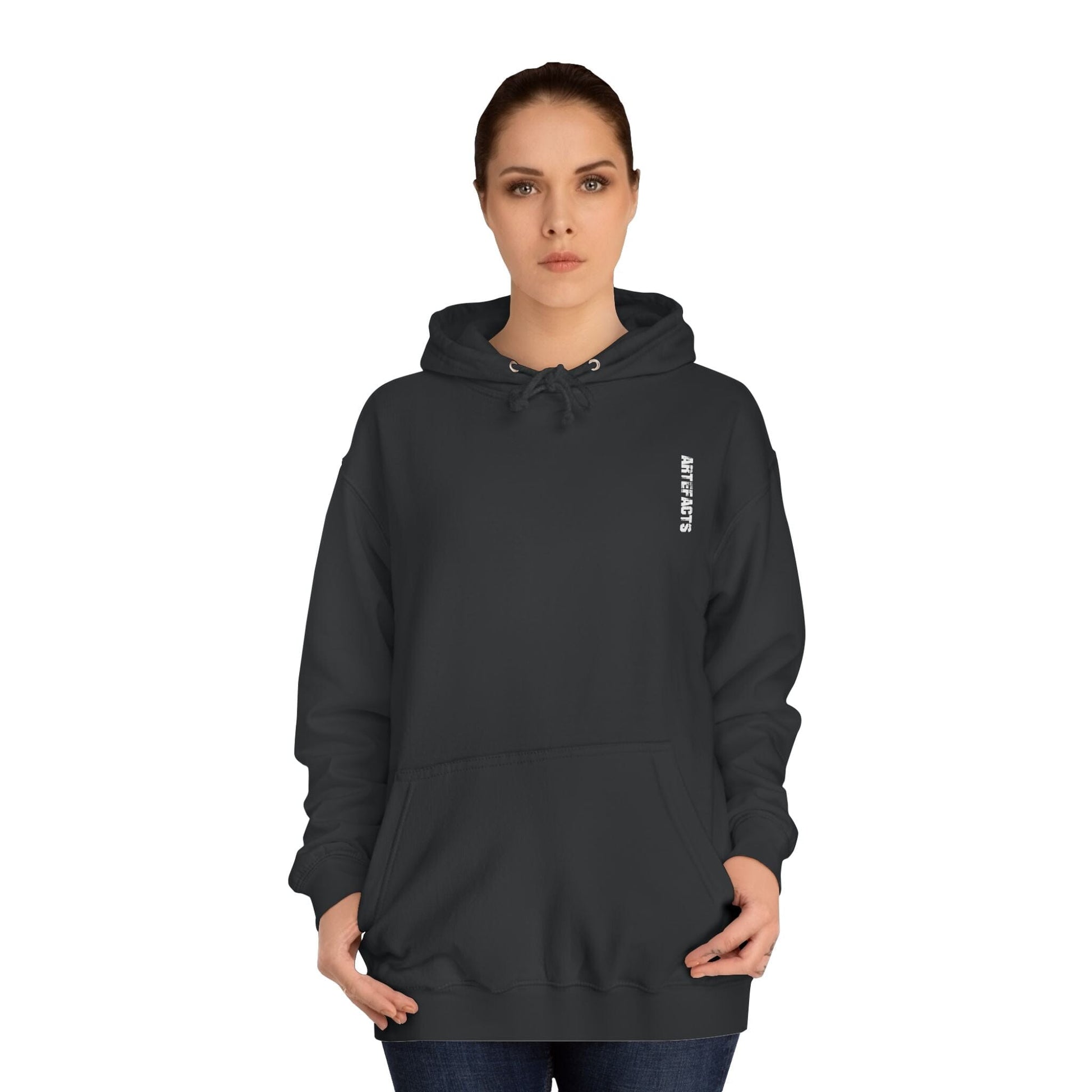College Hoodie — 'Artifacts' Graphic Hoodie with Samurai Doll Illustration Hoodie Printify 