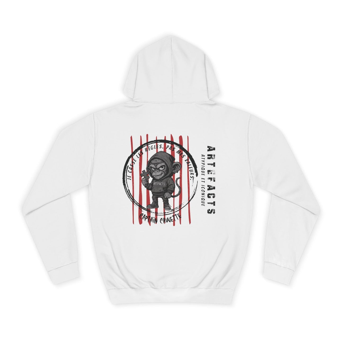 College Hoodie — 'Artifacts' Graphic Hoodie with Samurai Doll Illustration Hoodie Printify 