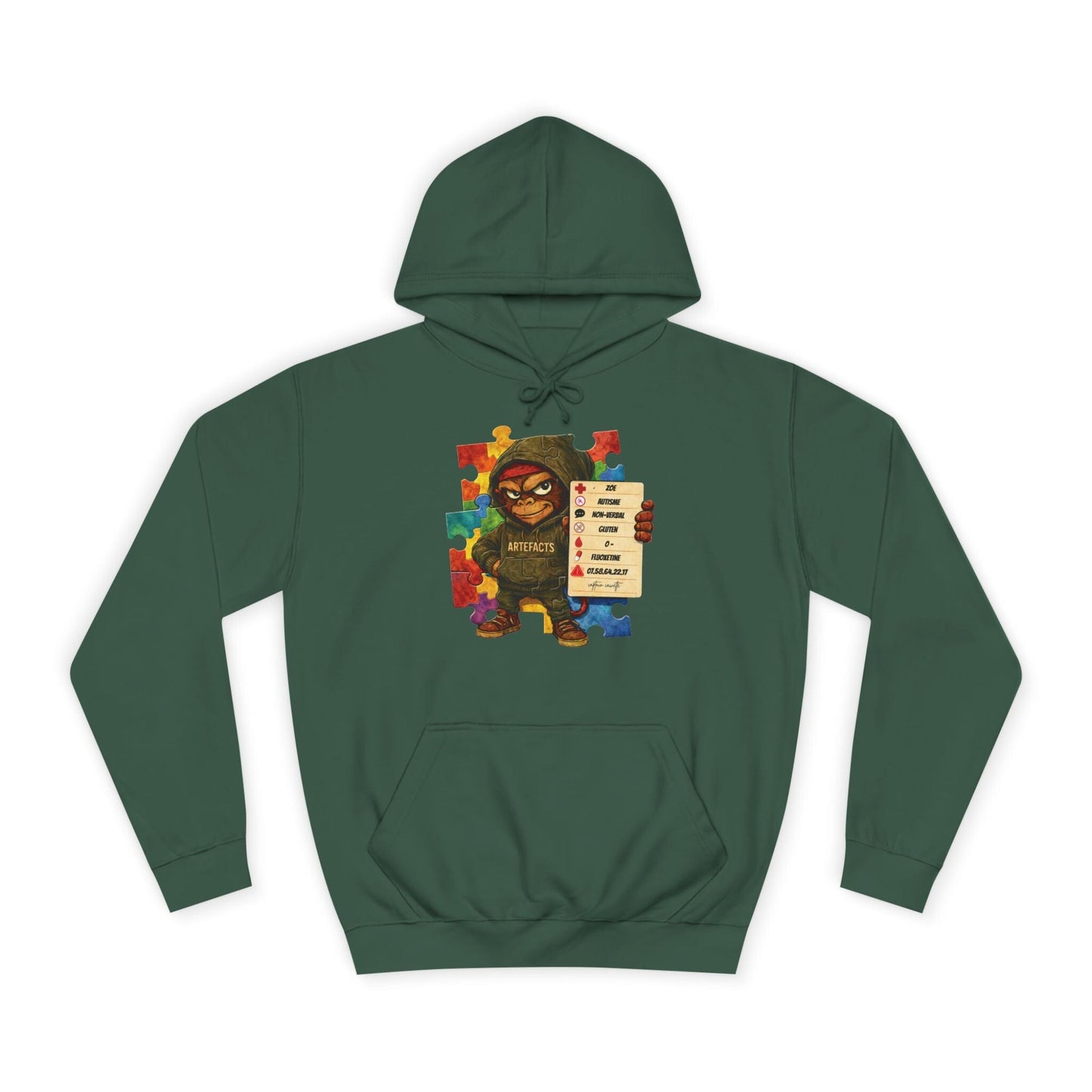 Hoodie Artefacts Personnalisé - Sweat Identification Médicale - Captain Cawette Hoodie Printify Vert bouteille S 