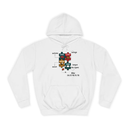 Hoodie Artefacts Personnalisé - Sweat Identification Médicale Hoodie Printify Blanc arctique S 