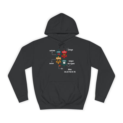 Hoodie Artefacts Personnalisé - Sweat Identification Médicale Hoodie Printify Noir clair S 