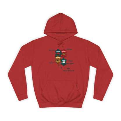 Hoodie Artefacts Personnalisé - Sweat Identification Médicale Hoodie Printify Rouge feu S 