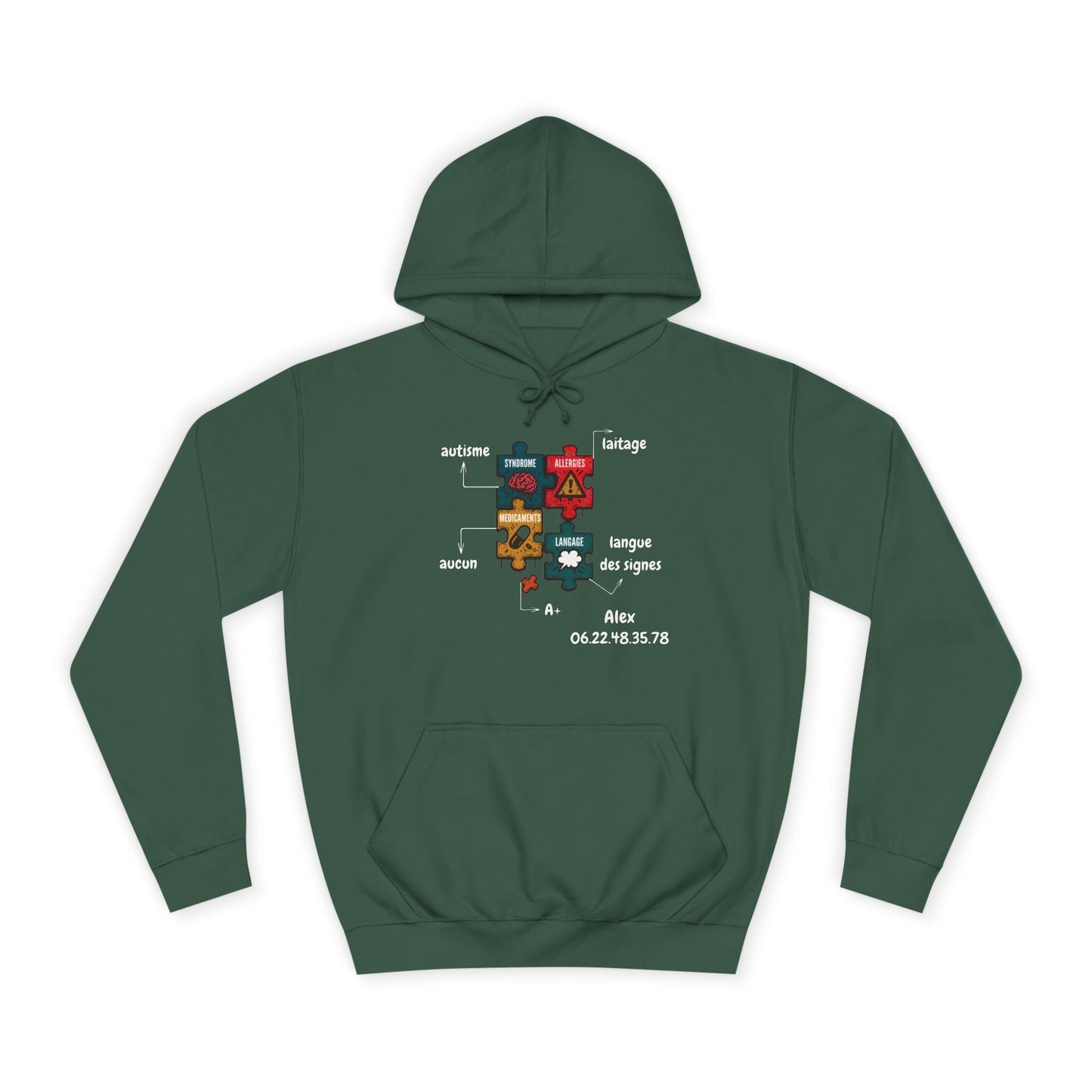 Hoodie Artefacts Personnalisé - Sweat Identification Médicale Hoodie Printify Vert bouteille S 