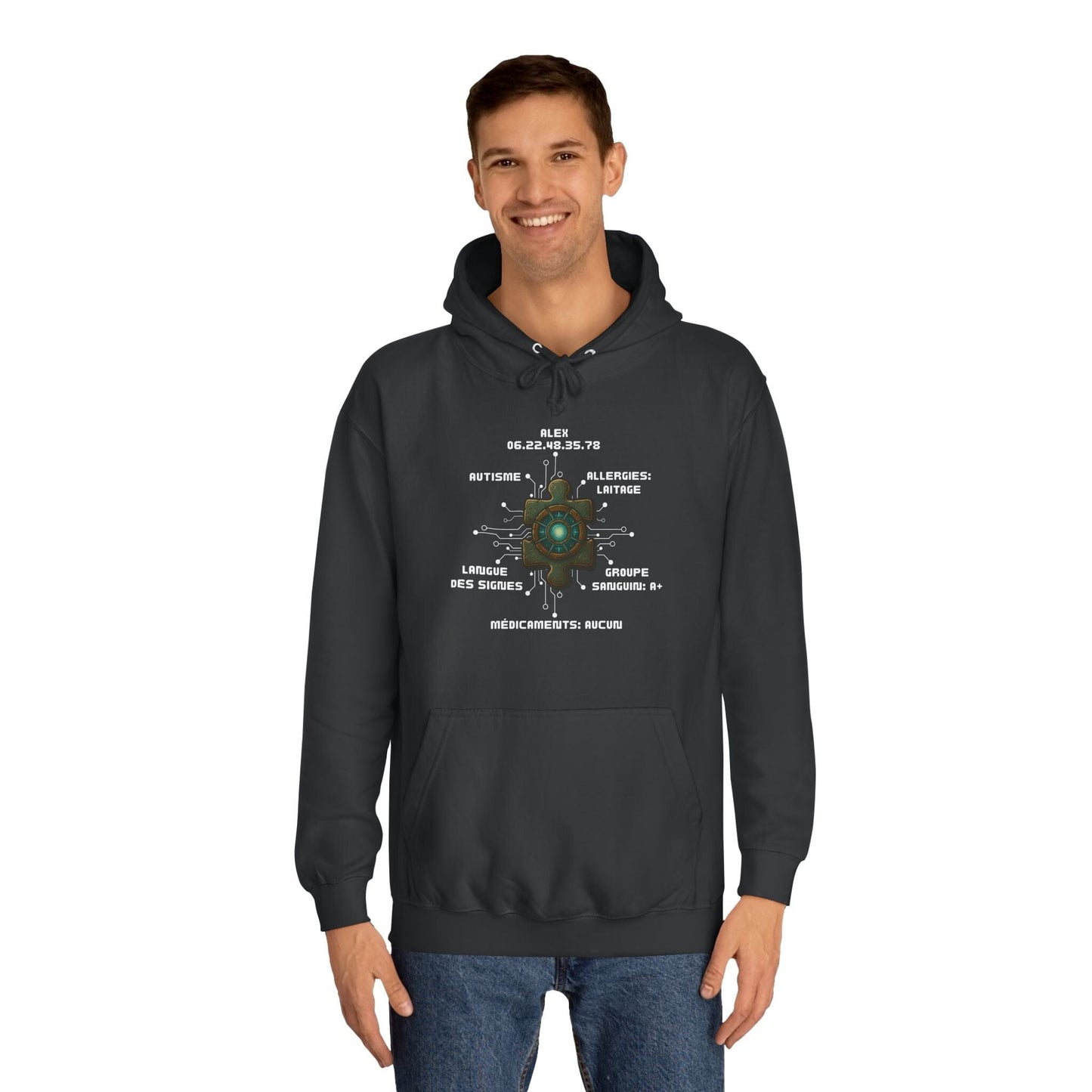 Hoodie Artefacts Personnalisé - Sweat Identification Médicale - Iron Cawette Hoodie Printify 