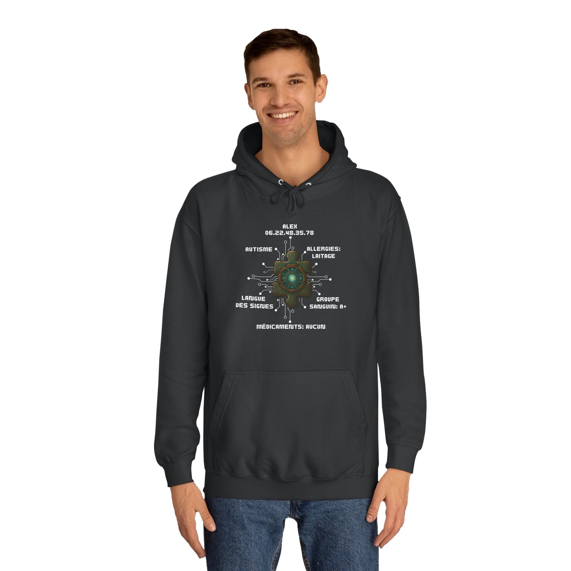 Hoodie Artefacts Personnalisé - Sweat Identification Médicale - Iron Cawette Hoodie Printify 