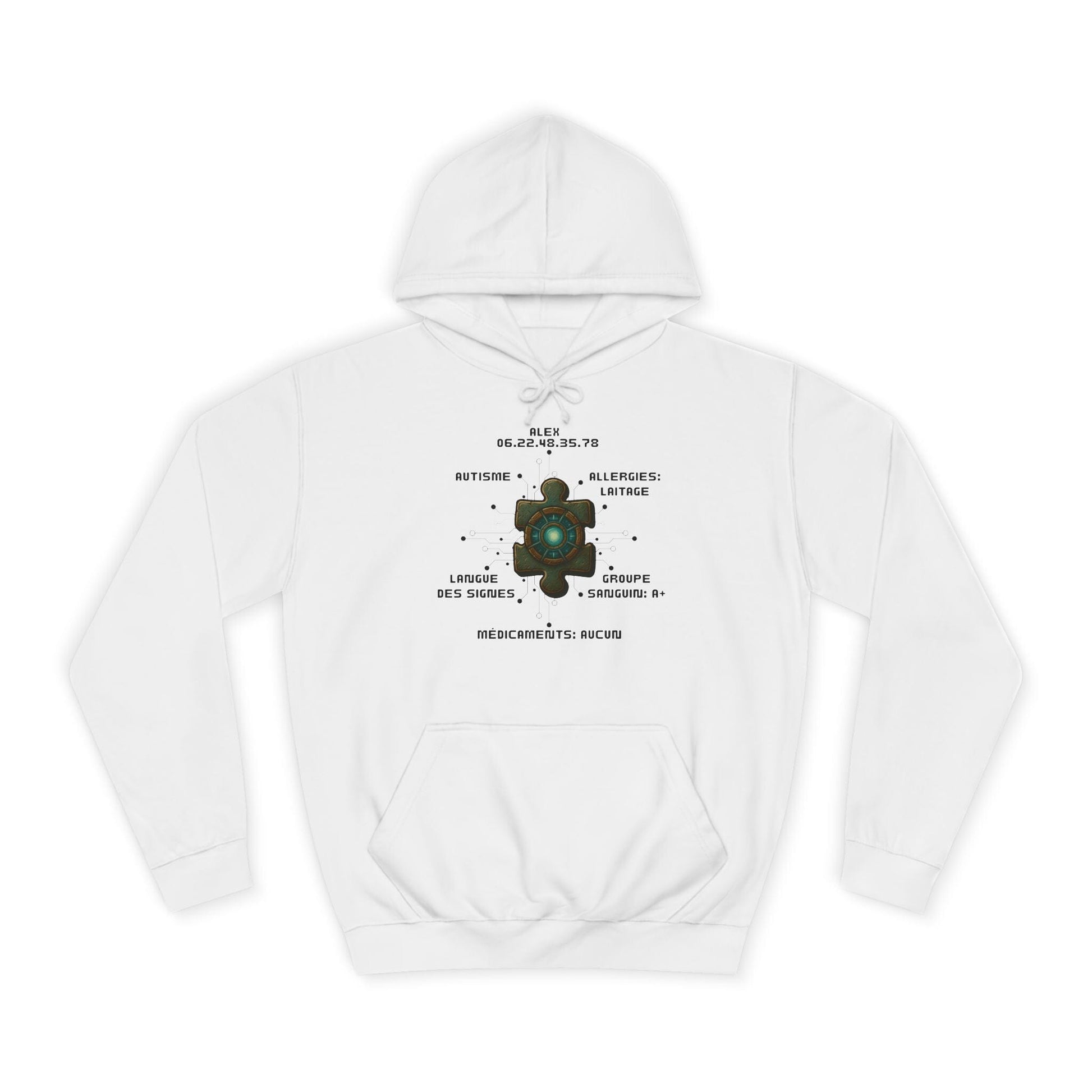Hoodie Artefacts Personnalisé - Sweat Identification Médicale - Iron Cawette Hoodie Printify Blanc artique S 