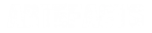 Logo de la marque Artefacts en typographie blanche style grunge, symbole d’une identité forte et engagée

