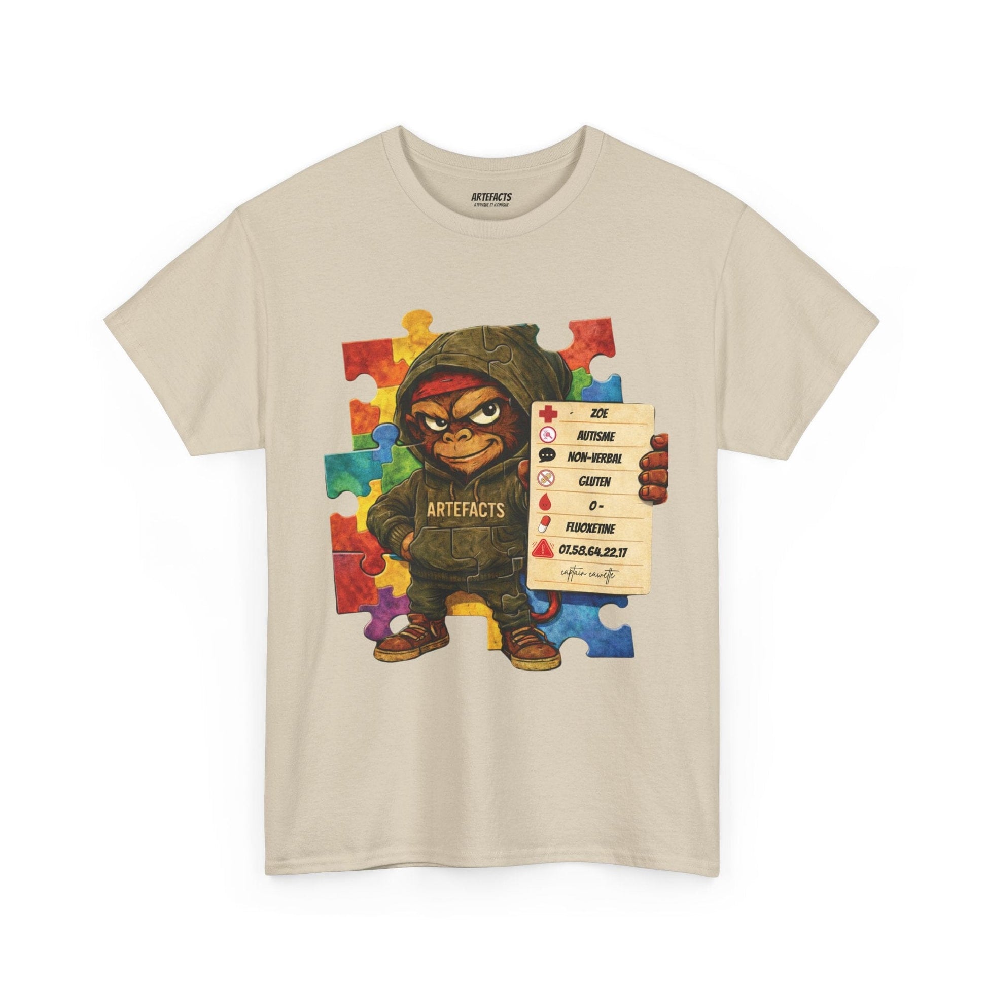 T-shirt Artefacts Personnalisé - T-shirt Identification Médicale Captain Cawette T-Shirt Printify Beige S 