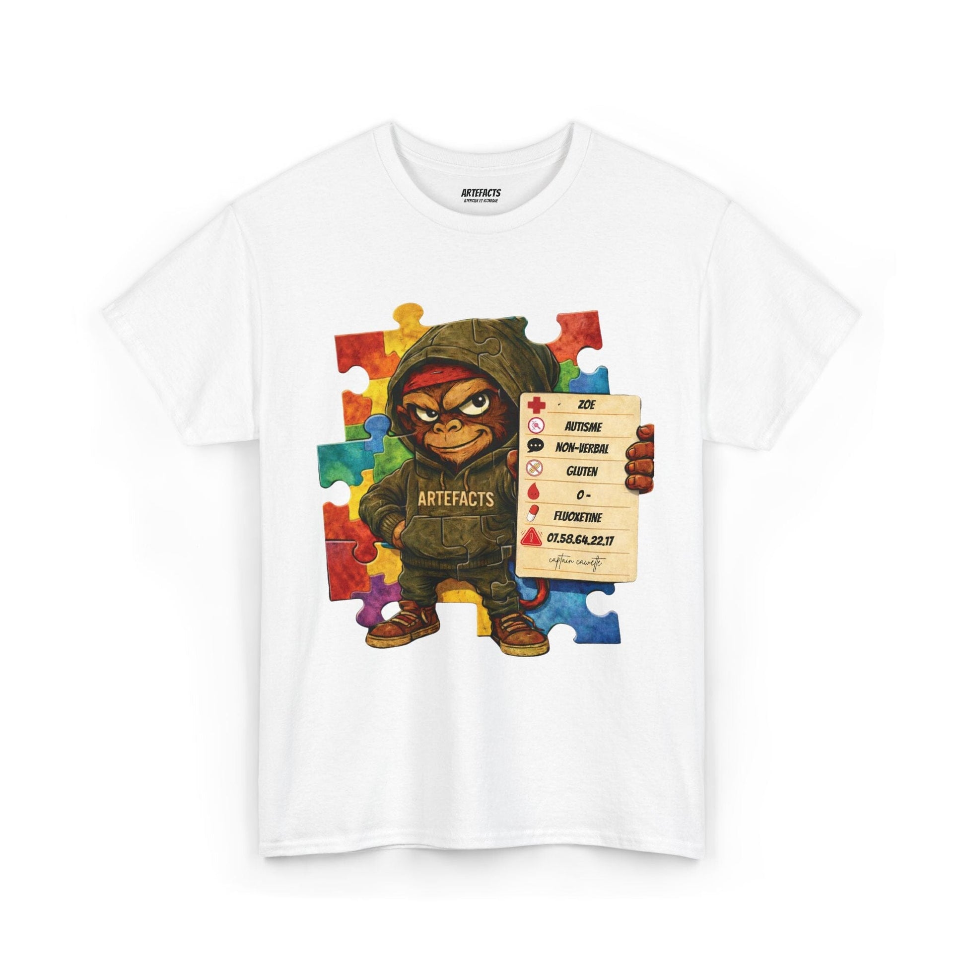 T-shirt Artefacts Personnalisé - T-shirt Identification Médicale Captain Cawette T-Shirt Printify Blanc S 