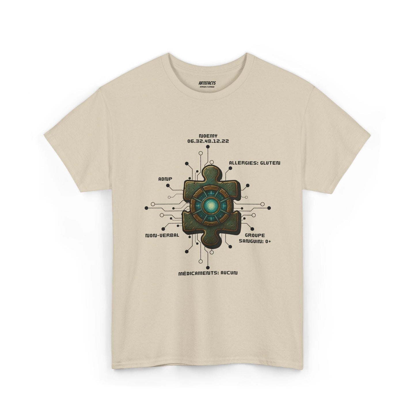 T-shirt Artefacts Personnalisé - T-shirt Identification Médicale Iron Cawette T-Shirt Printify Beige S 