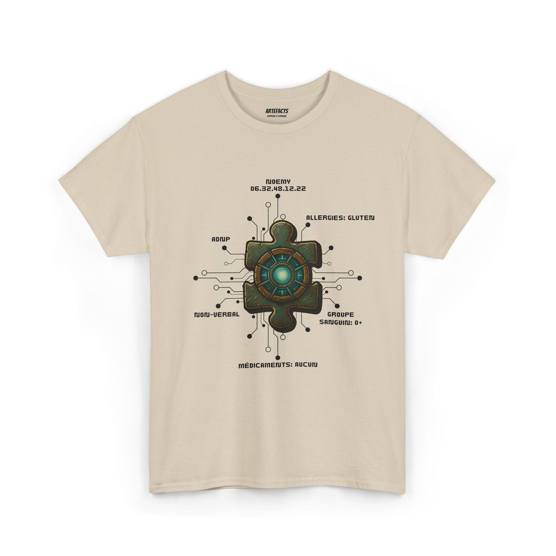 T-shirt Artefacts Personnalisé - T-shirt Identification Médicale Iron Cawette T-Shirt Printify Beige S 