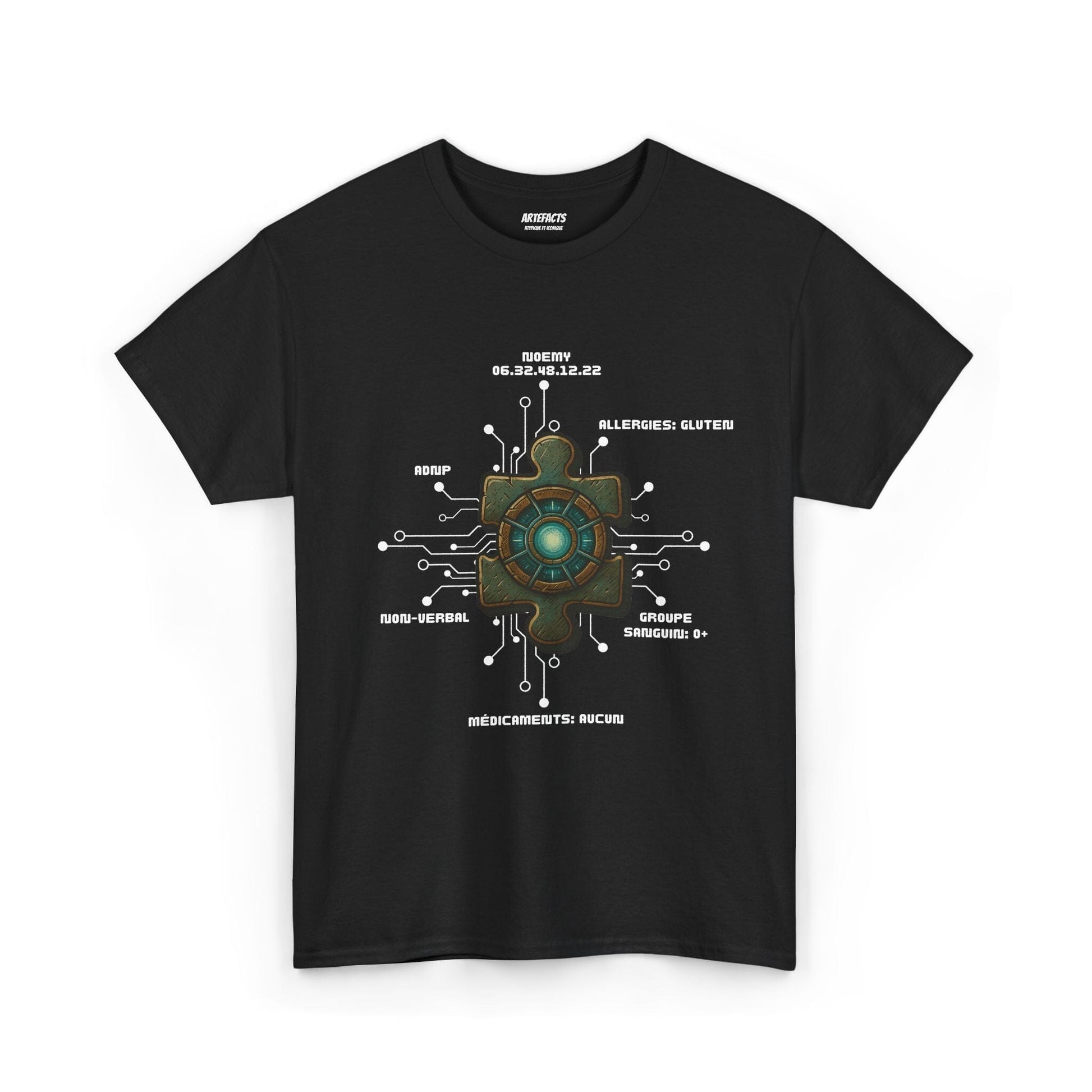 T-shirt Artefacts Personnalisé - T-shirt Identification Médicale Iron Cawette T-Shirt Printify Noir S 