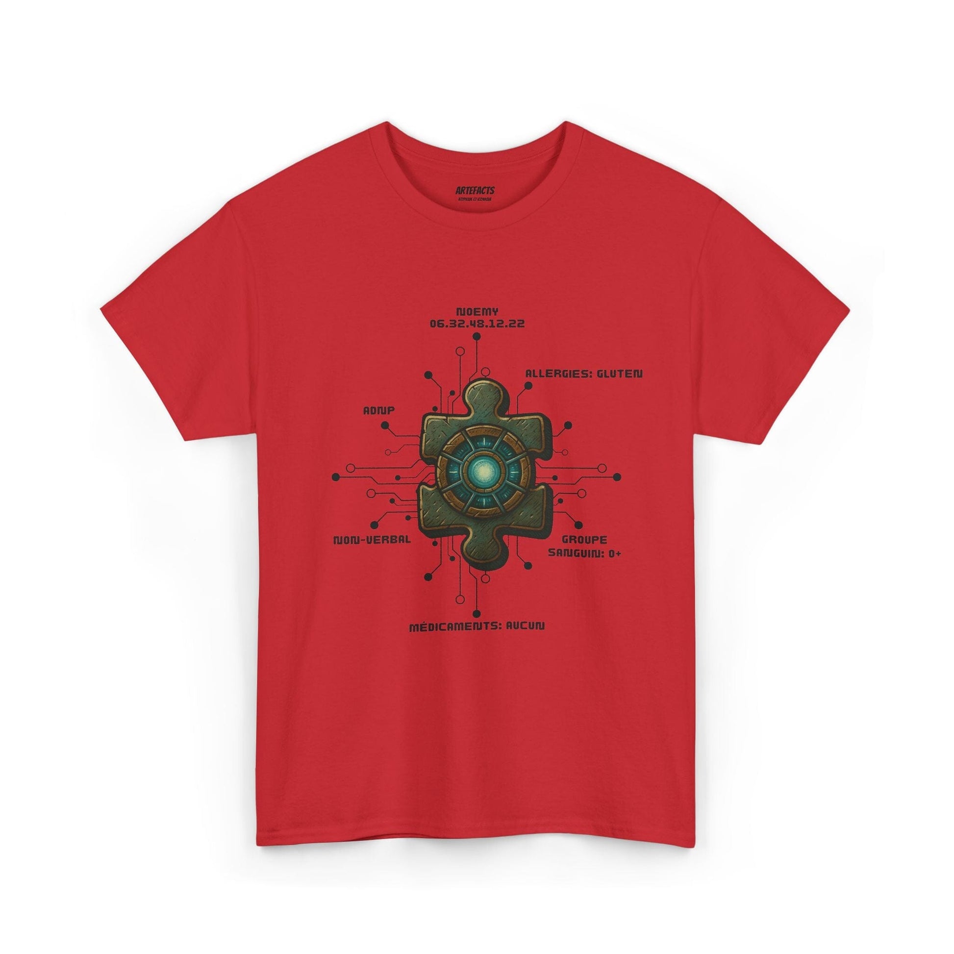 T-shirt Artefacts Personnalisé - T-shirt Identification Médicale Iron Cawette T-Shirt Printify Rouge S 