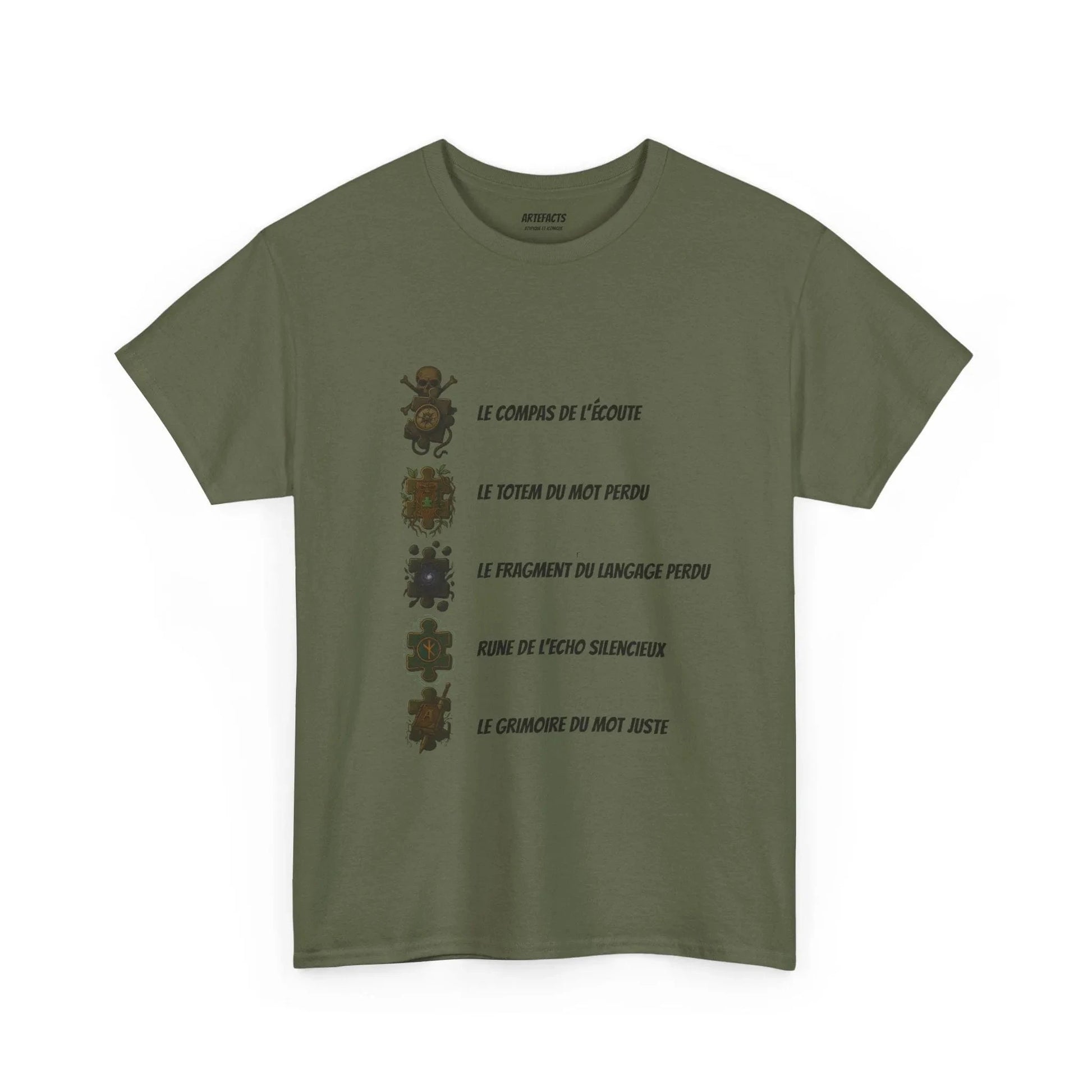 T-shirt Artefacts – Trésors Perdus (édition aventure) T-Shirt Printify Vert kaki S 