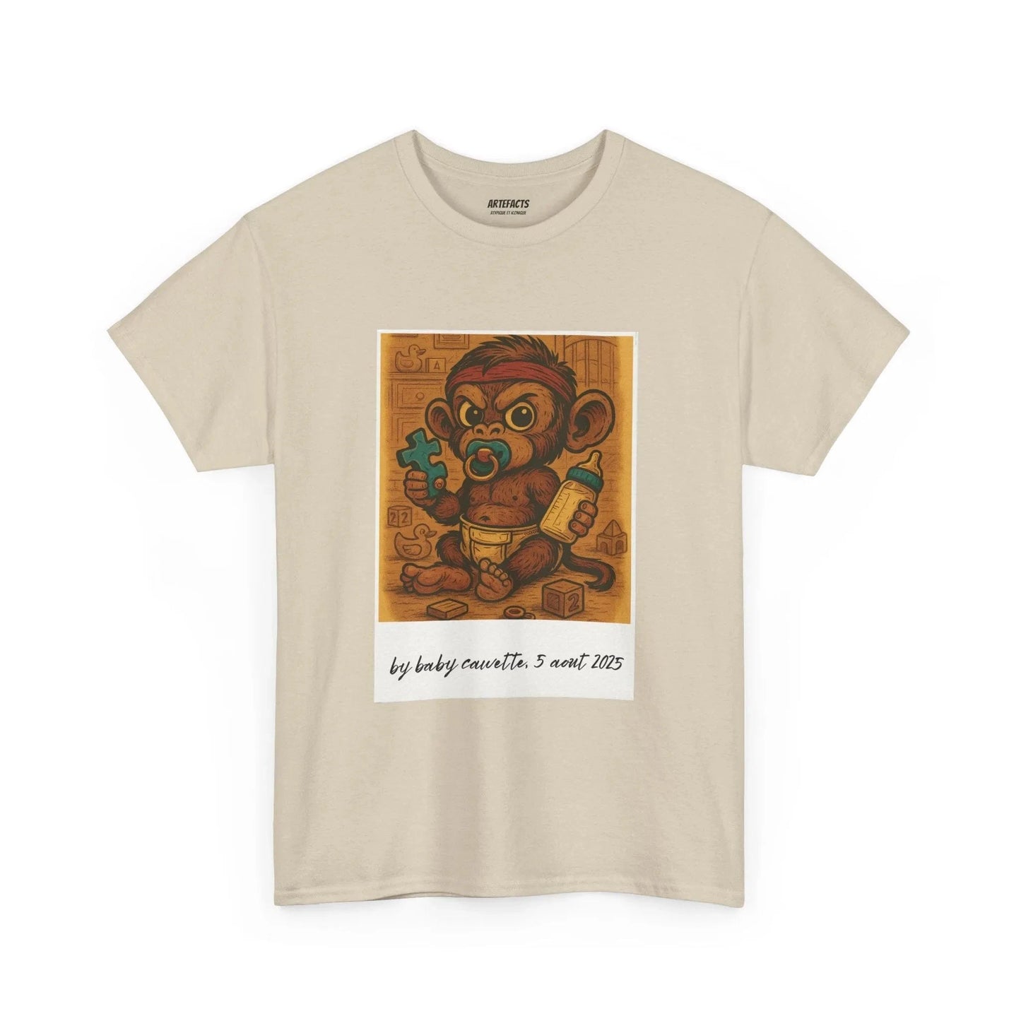 T-shirt Captain Cawette – Baby Cawette Origins (édition polaroid) T-Shirt Printify Beige S 