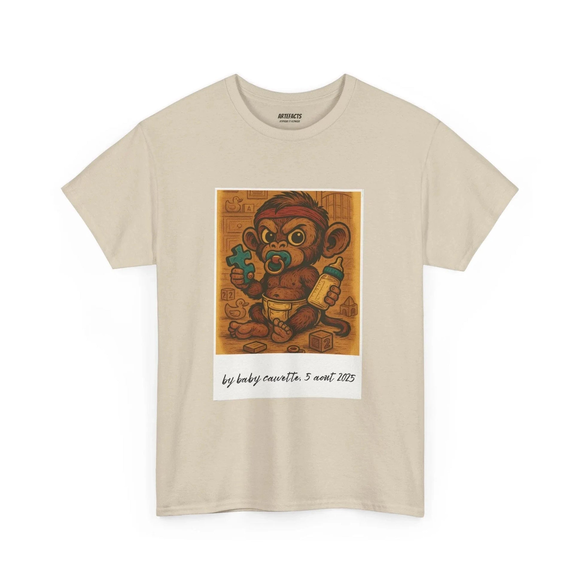 T-shirt Captain Cawette – Baby Cawette Origins (édition polaroid) T-Shirt Printify Beige S 