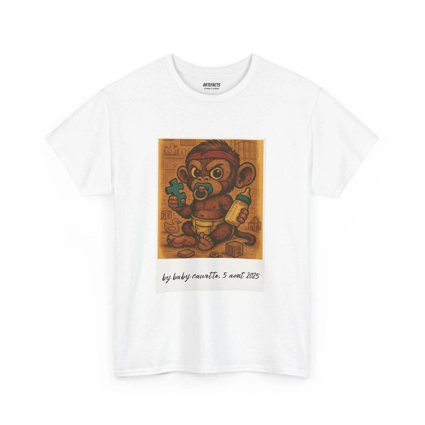 T-shirt Captain Cawette – Baby Cawette Origins (édition polaroid) T-Shirt Printify Blanc S 