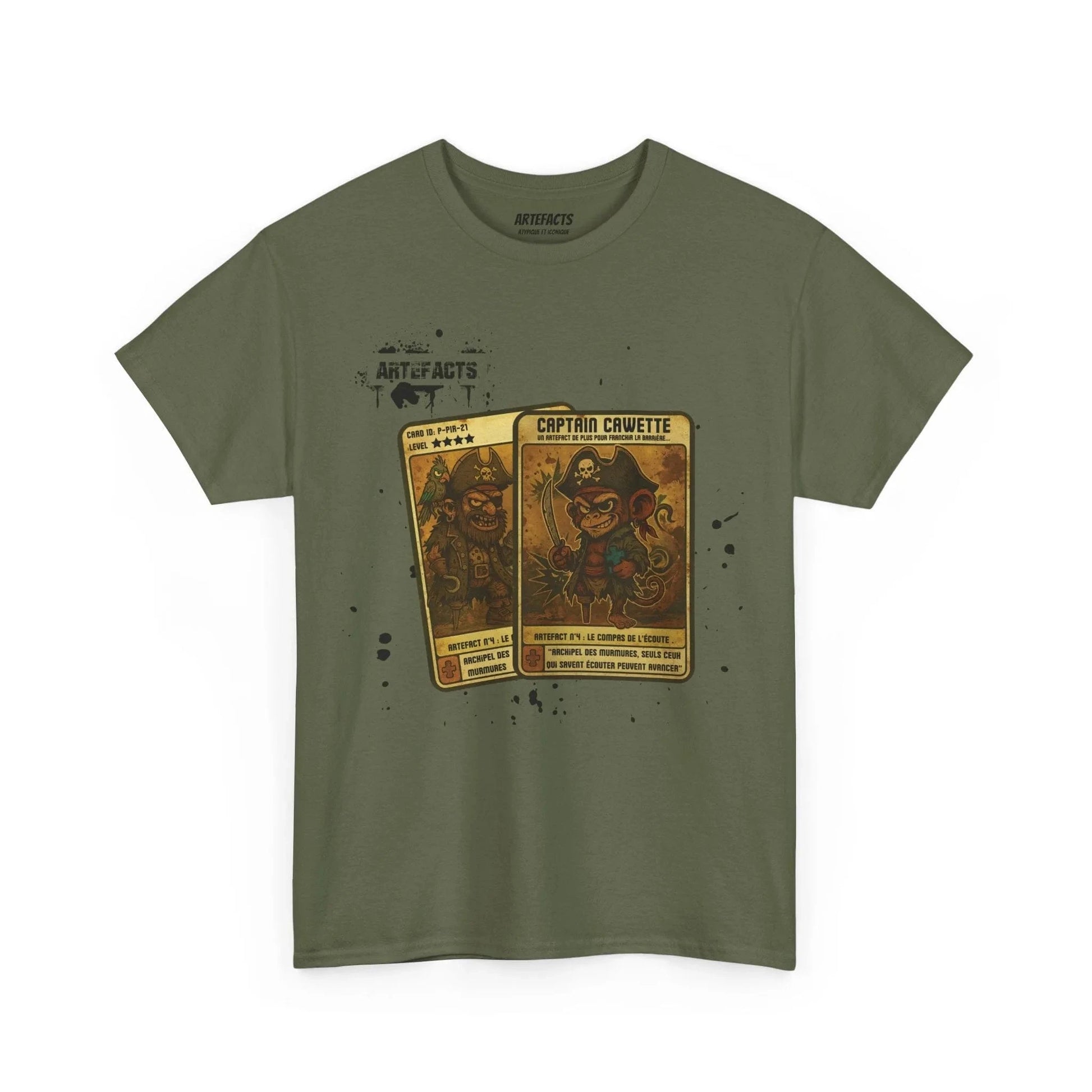 T-shirt Captain Cawette – Le Compas de l'Ecoute (édition pirates) T-Shirt Printify Vert kaki S 