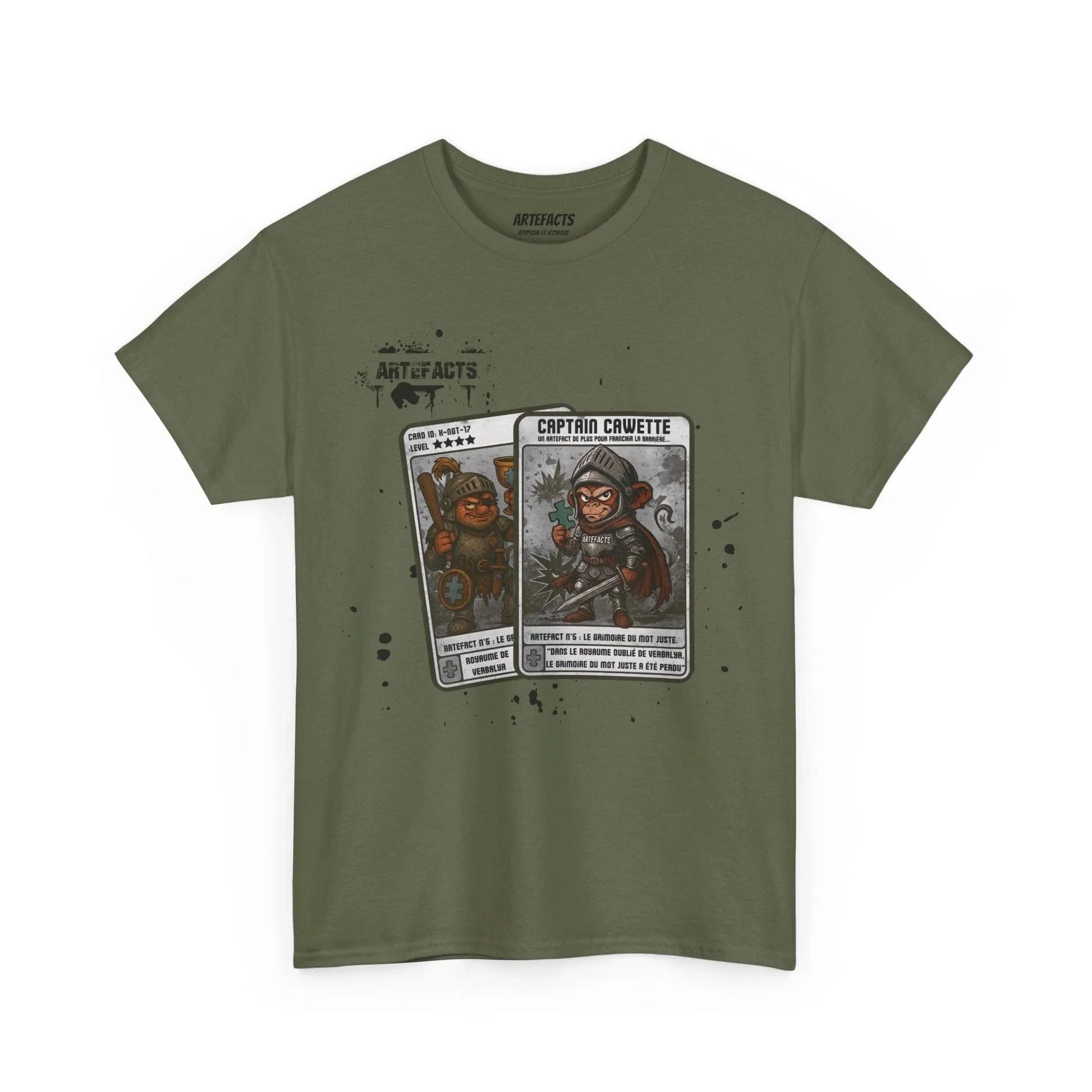 T-shirt Captain Cawette – Le Grimoire du Mot Juste (édition chevalier) T-Shirt Printify Vert kaki S 