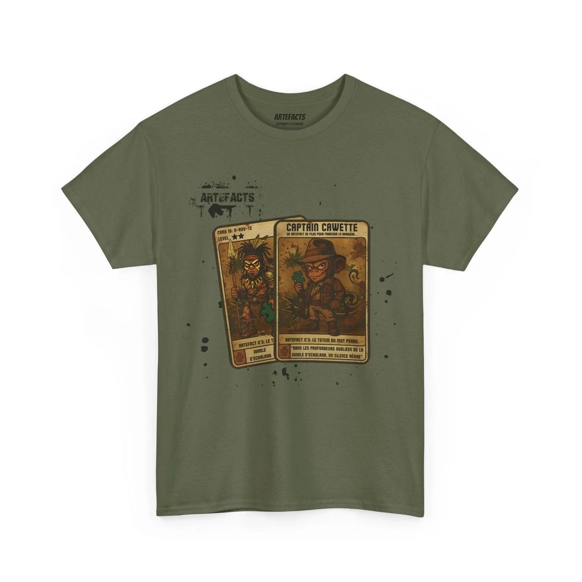 T-shirt Captain Cawette – Totem du Mot Perdu ( édition jungle ) T-Shirt Printify Vert kaki S 