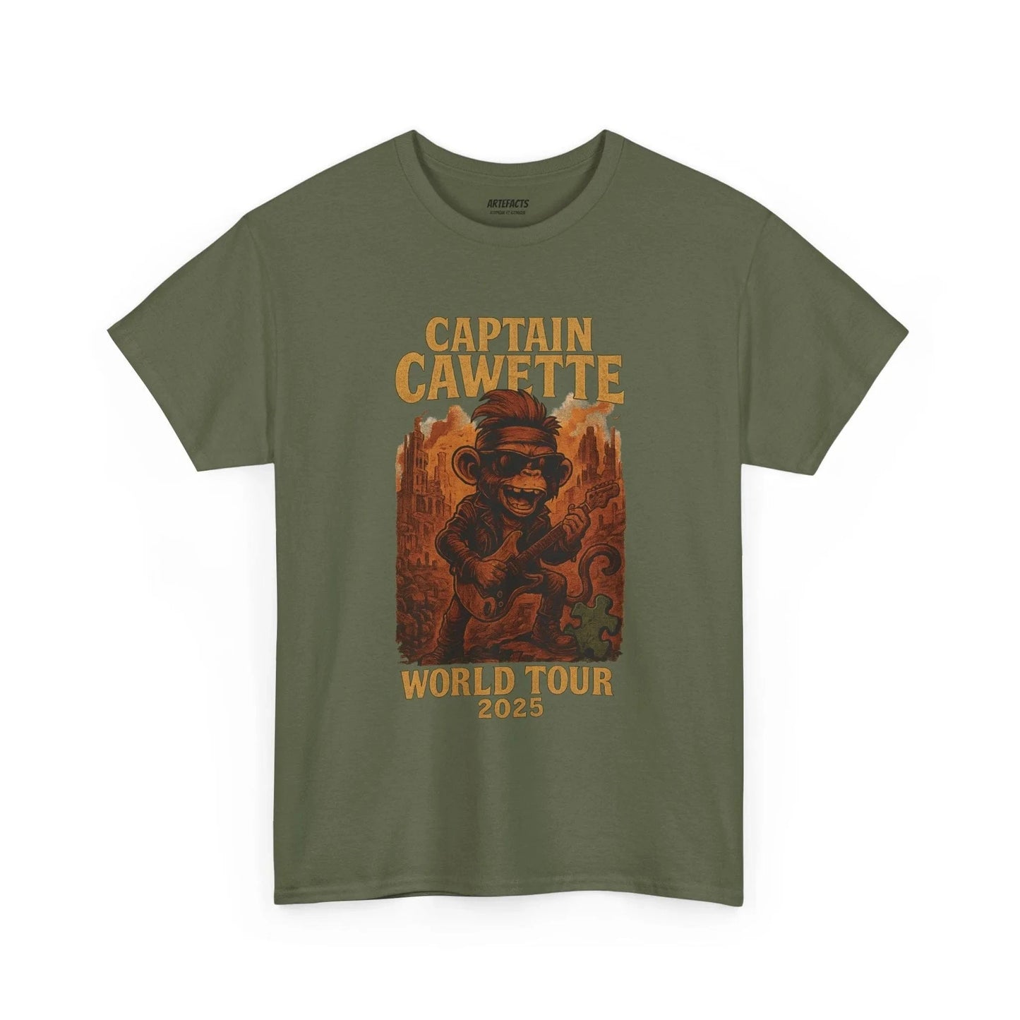 T-shirt Captain Cawette – World Tour 2025 (édition rock star) T-Shirt Printify Vert kaki S 
