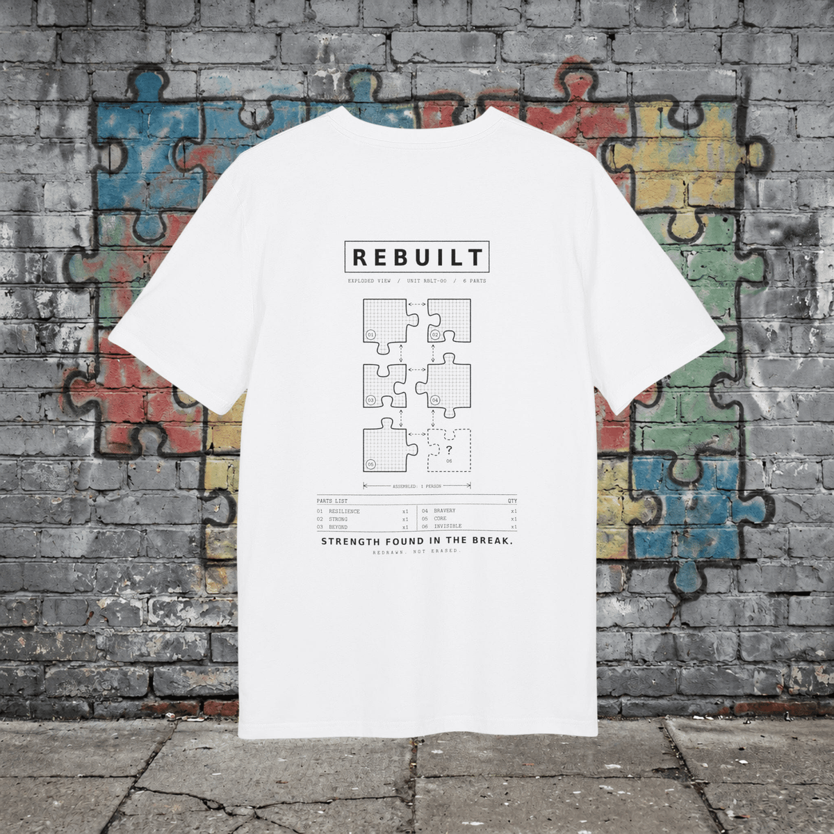 T-shirt Exploded View – Rebuilt T-Shirt Printify Blanc XS 