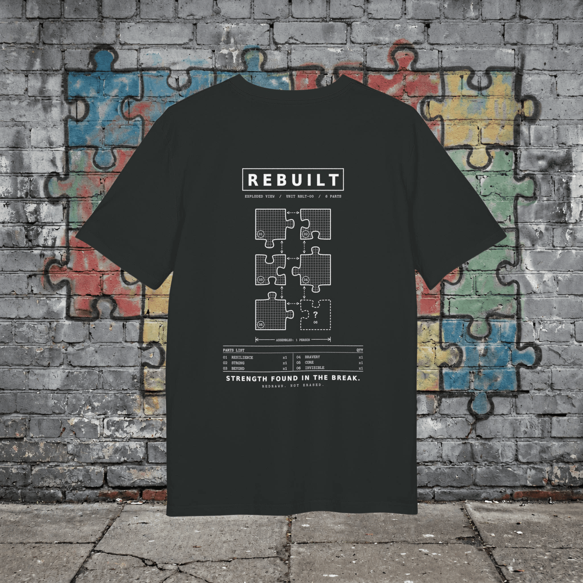 T-shirt Exploded View – Rebuilt T-Shirt Printify Noir XS 