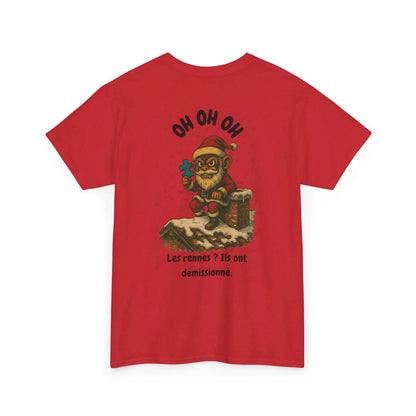 T-Shirt — Funny Santa Illustration with "Oh Oh Oh" & French Caption (Holiday Humor) T-Shirt Printify Red S 