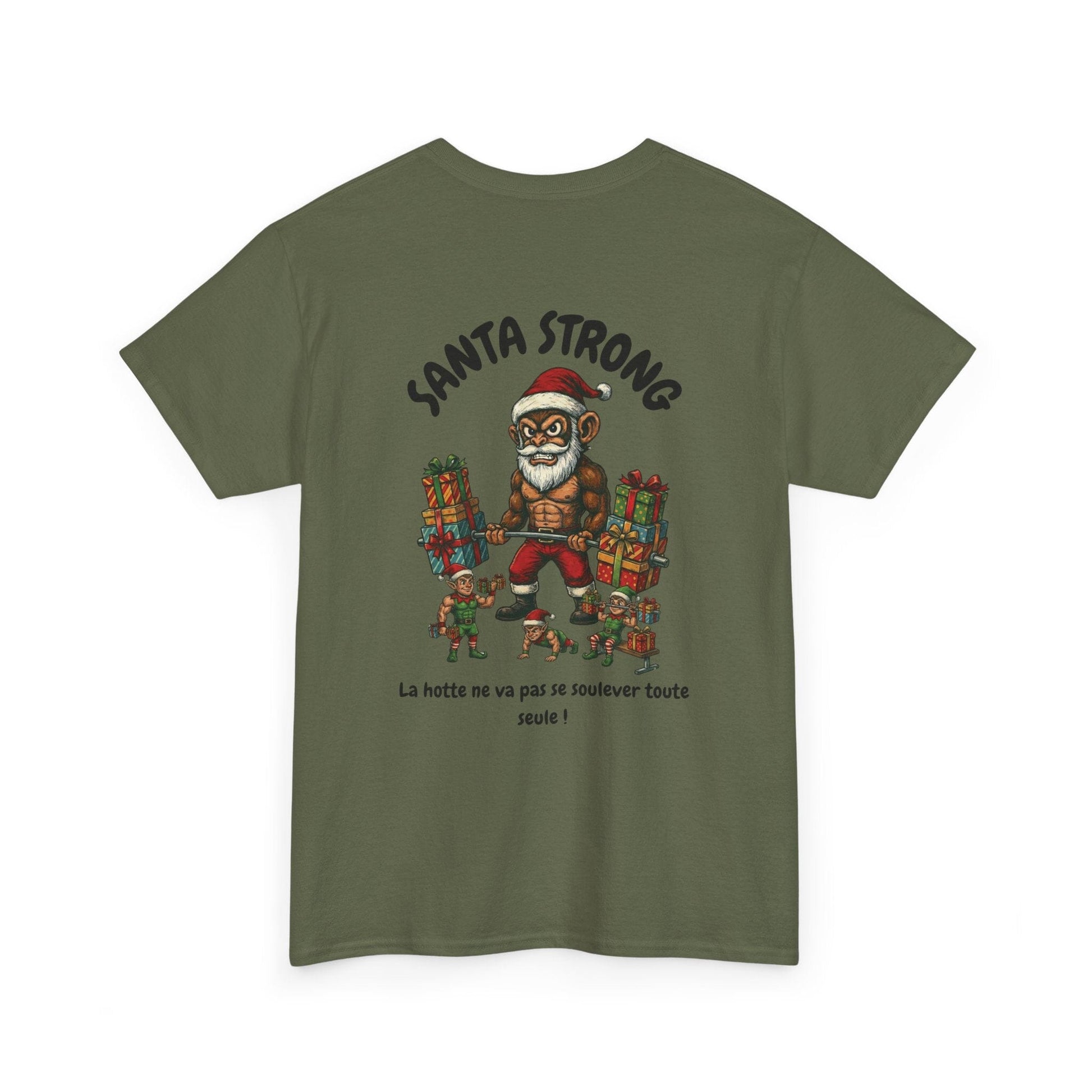 T-Shirt Santa Strong - Musclé et Provocateur (édition noël) T-Shirt Printify Vert kaki S 